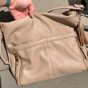 Miztique feax leather tan, cream purse